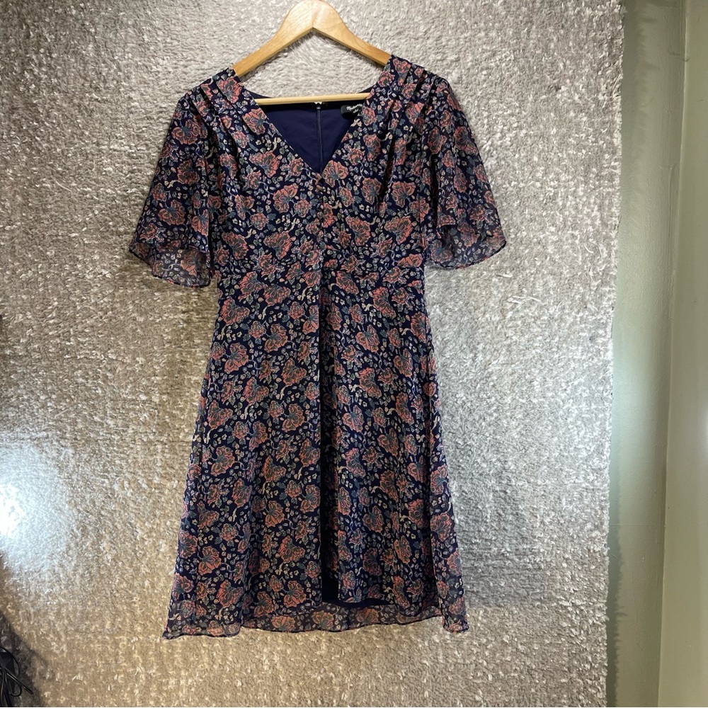 Madewell Orchard‎ Flutter-Sleeve Dress in Fan Floral Mix size 4 Polyester Lined